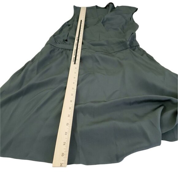 Tibi Dress 2 Dark Green Silk Wrap‎ Cap Sleeve Crepe Pockets Knee-length  Party - Picture 12 of 12